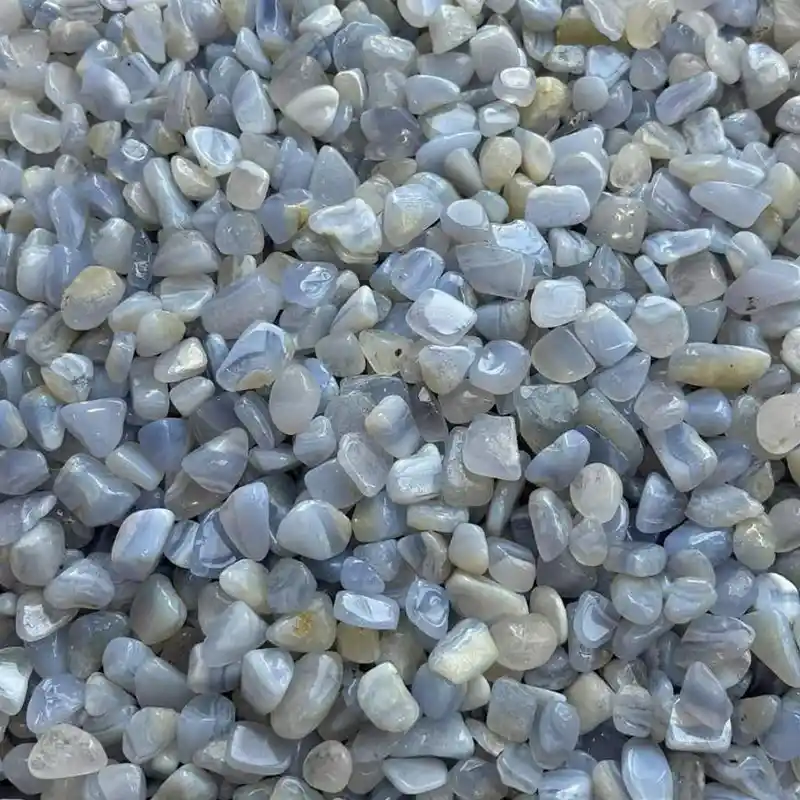 Blue Lace Agate Meaning – a group of small blue lace agate chip stones