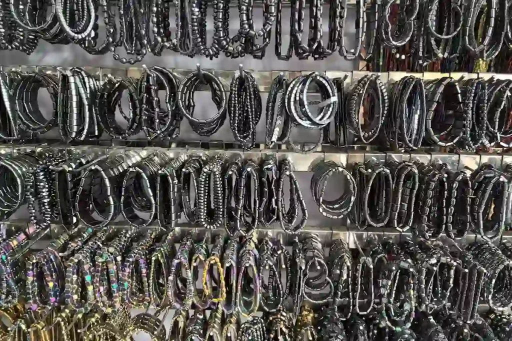 Hematite Benefits featuring polished round bead bracelets in the original metallic color