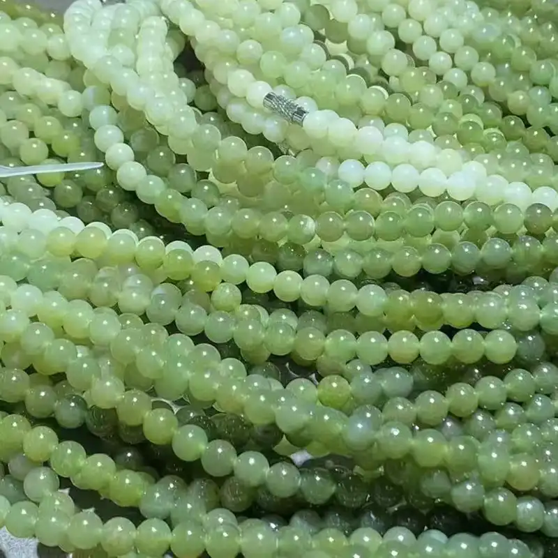 Jade Stone Meaning shown through polished green Hetian jade bead strands