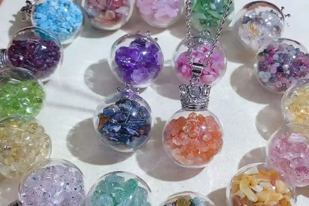 Jade Stone Meaning represented by colorful jade chip stone pendants