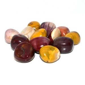 Natural Mookaite Tumbled Stone Wholesale assortment on a white background