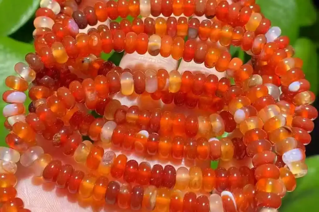 Red Agate Meaning – polished red agate rondelle crystal beads bracelet