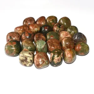Rhyolite Tumbled Stone Wholesale dark green stones with brown spots