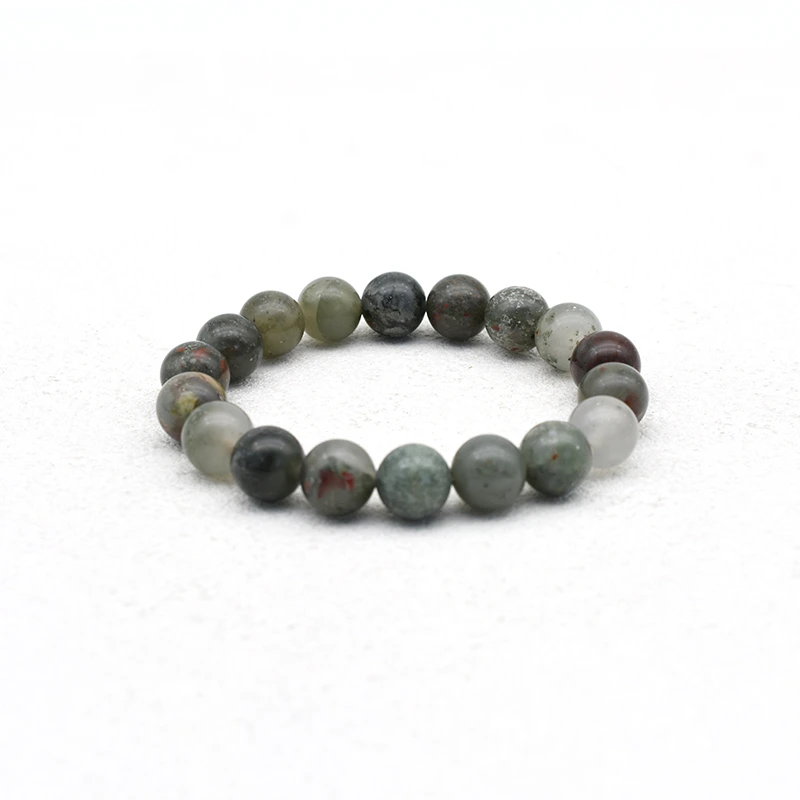 African Bloodstone Bracelet Wholesale featuring 10mm round beads with mottled stone patterns