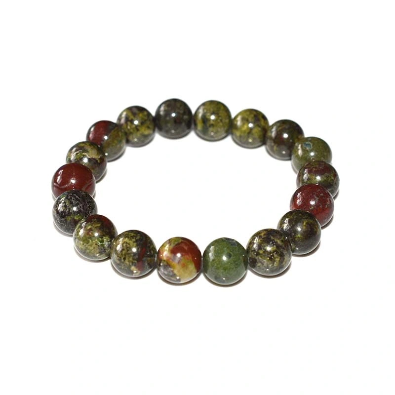 Dragon Blood Jasper Bracelet Wholesale featuring 10mm round beads with mixed green and reddish markings