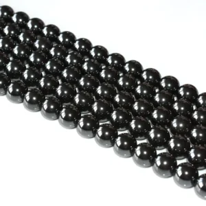 Hematite Beads Wholesale – 10mm round bead strands with a glossy metallic finish