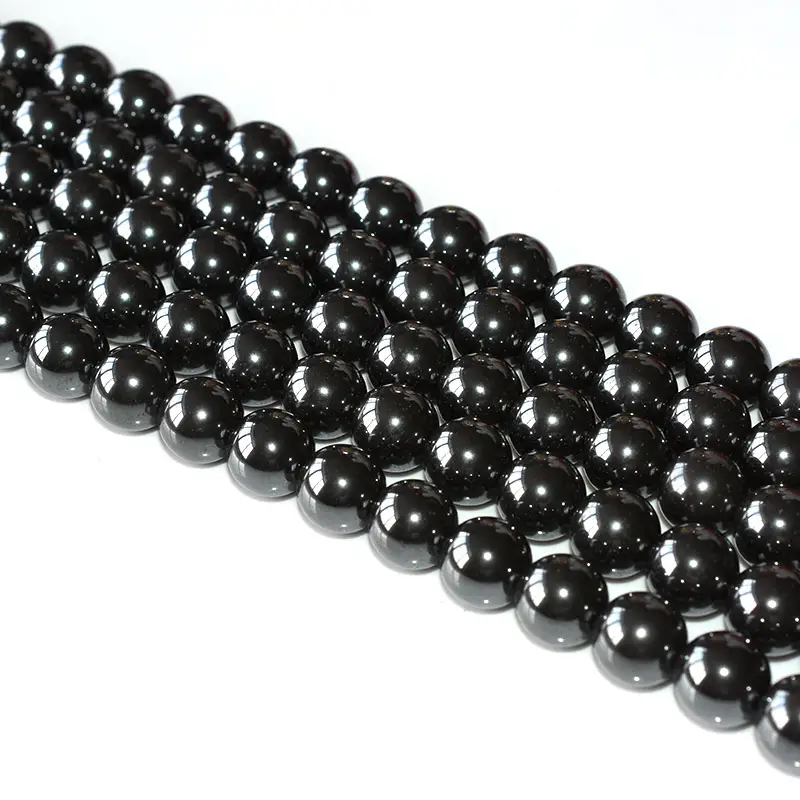 Hematite Beads Wholesale – 10mm round bead strands with a glossy metallic finish