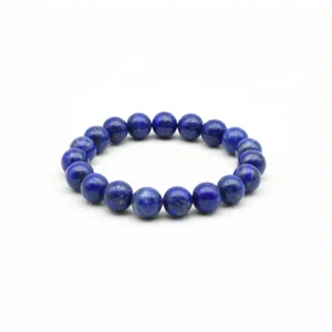 Lapis Lazuli Bracelet Wholesale featuring large 10mm blue round beads on a white background