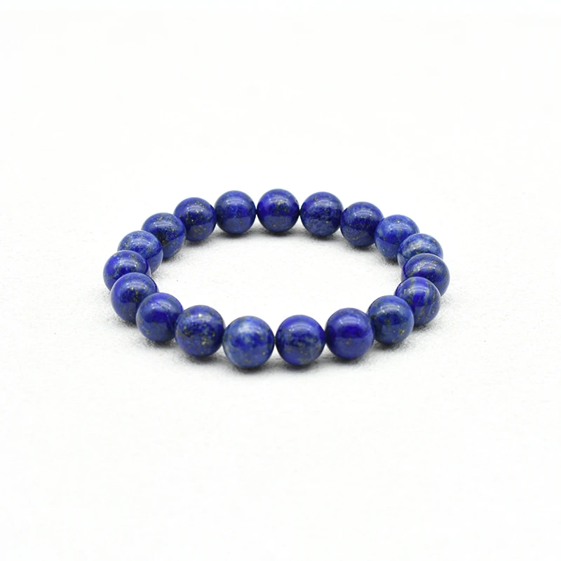 Lapis Lazuli Bracelet Wholesale featuring large 10mm blue round beads on a white background