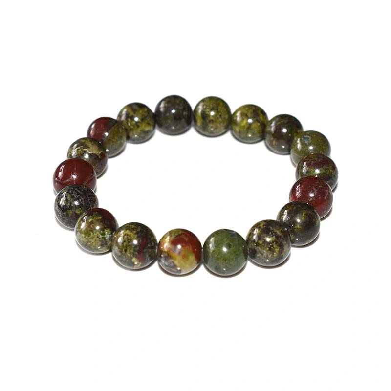 Dragon Blood Jasper Bracelet Wholesale with large 12mm round beads in green and red tones