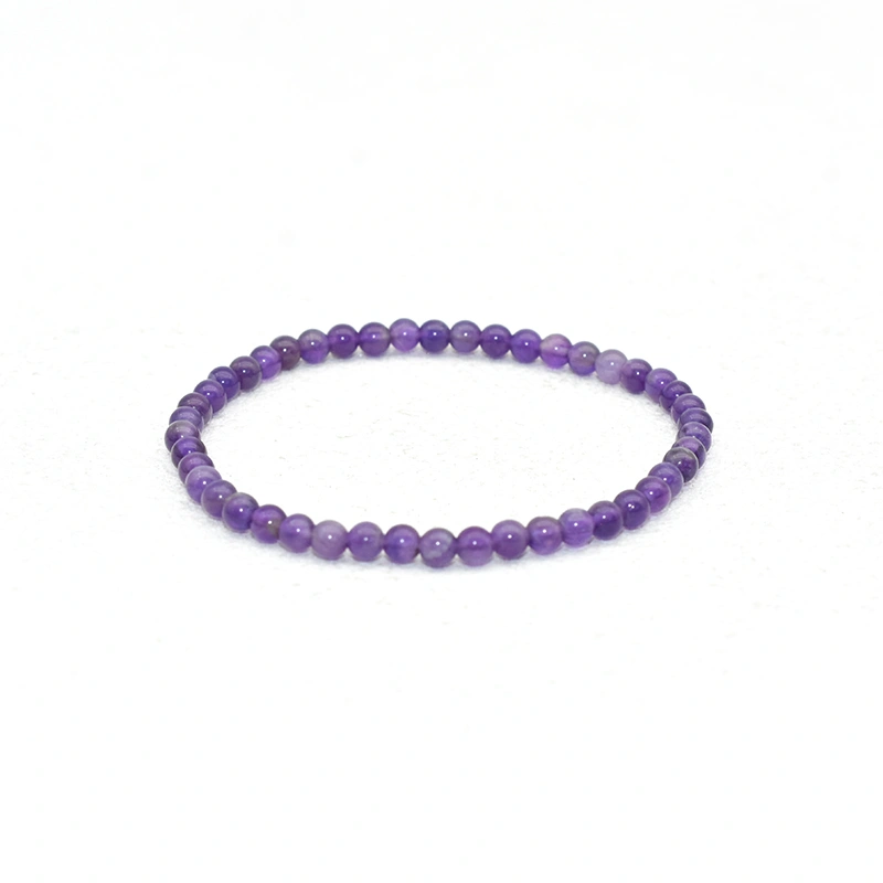 Amethyst Bracelet Wholesale with small 4mm purple round beads on a white background