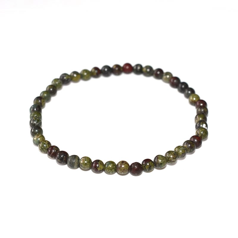 Dragon Blood Jasper Bracelet Wholesale with small 4mm round beads in green and reddish tones