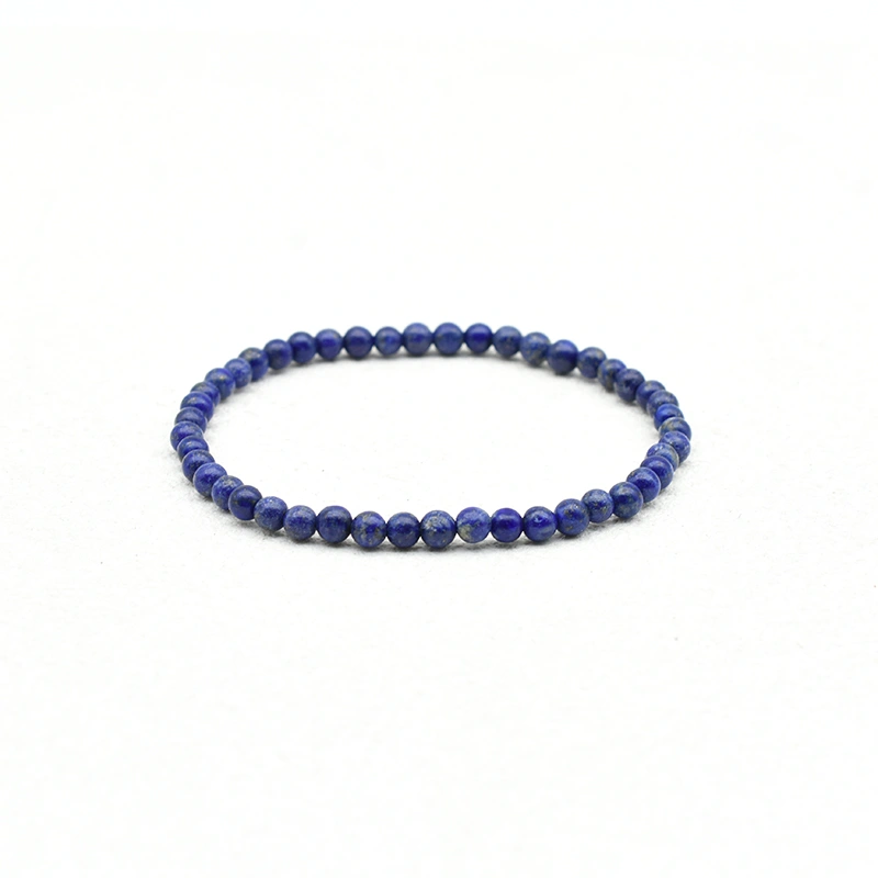 Lapis Lazuli Bracelet Wholesale with small 4mm blue round beads on a white background