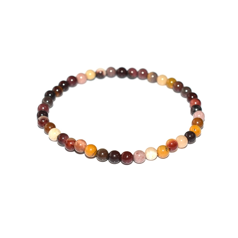 Mookaite Jasper Bracelet Wholesale with 4mm polished round beads in mixed red and yellow tones