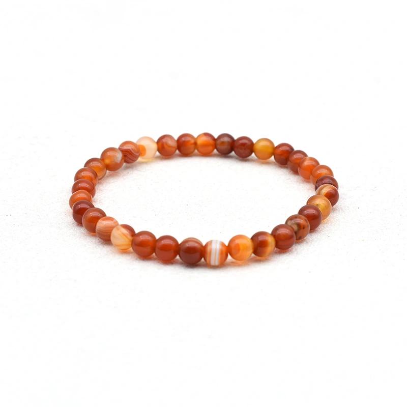 Carnelian Bracelet Wholesale with 6mm round beads in mixed reddish-orange tones