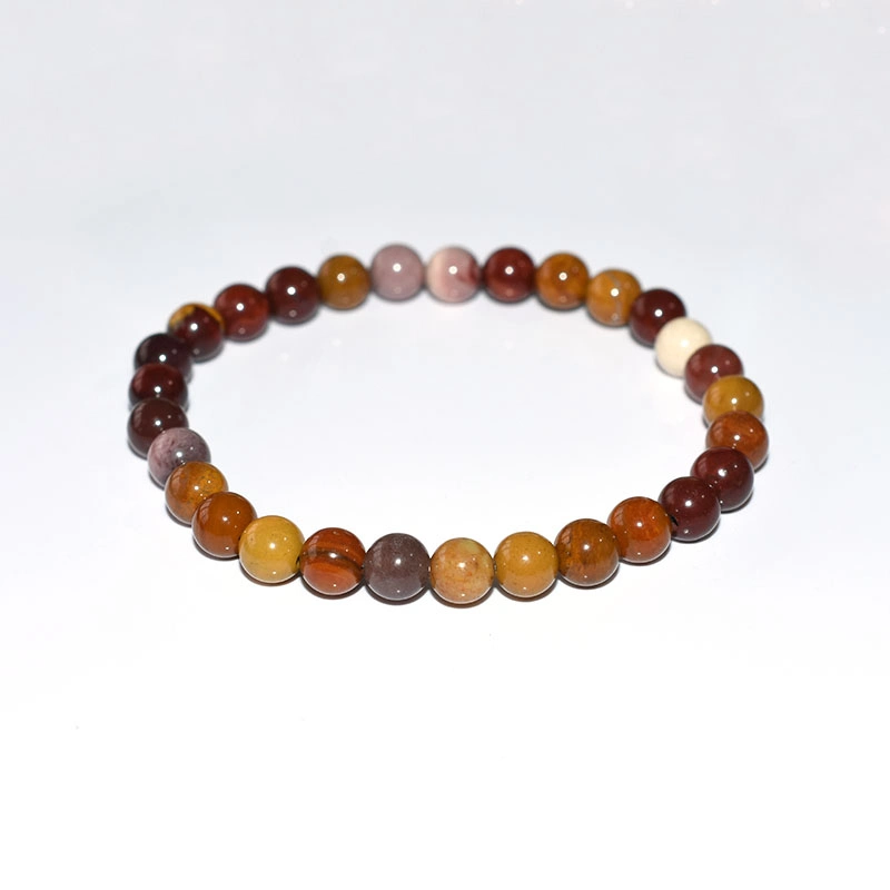 Mookaite Jasper Bracelet Wholesale with 6mm round beads in deep red and golden yellow