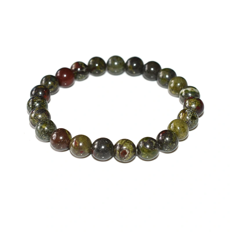 Dragon Blood Jasper Bracelet Wholesale with 8mm round stone beads on a white background