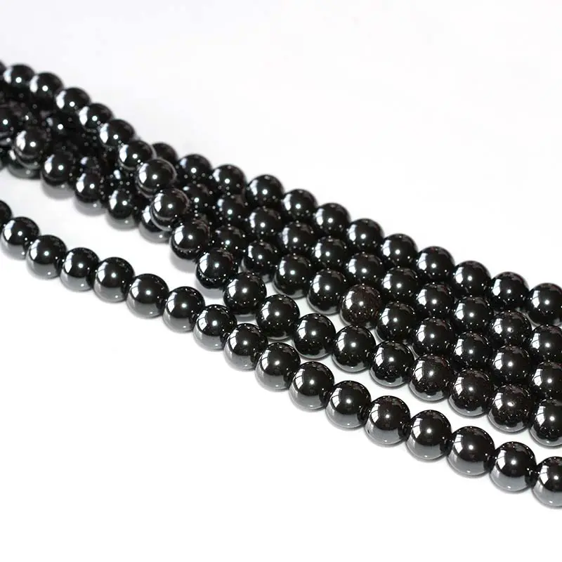 Hematite Beads Wholesale – 8mm polished dark metallic bead strands