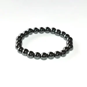 Hematite Bracelet Wholesale with 8mm round beads and a dark metallic shine