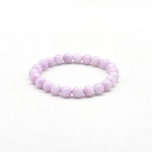 Kunzite Bracelet Wholesale with 8mm pale purple round beads on a white background