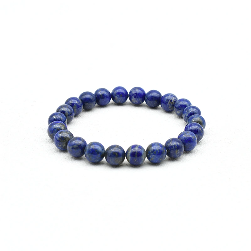 Lapis Lazuli Bracelet Wholesale with 8mm blue round beads and visible light-colored markings