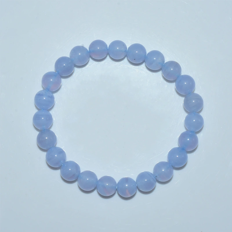 Blue Lace Agate Bracelet Wholesale top view of a single round bead bracelet