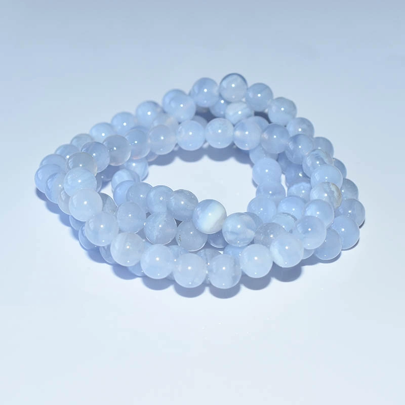 Blue Lace Agate Bracelet Wholesale showing two overlapping pale blue beaded bracelets