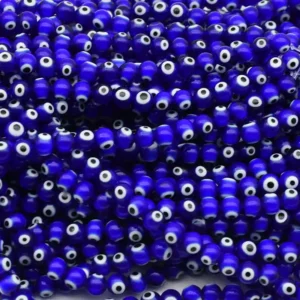 Evil Eye Beads Wholesale – close-up of deep blue round beads with eye patterns