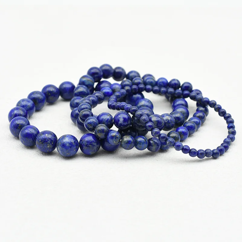 Lapis Lazuli Bracelet Wholesale collection showing blue beaded bracelets in different bead sizes